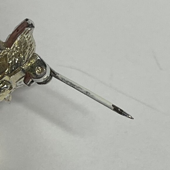 VTG Small Butterfly Brooch w/Dark Enamel Wings Rhinestones Silver-Tone .75" - Picture 7 of 7